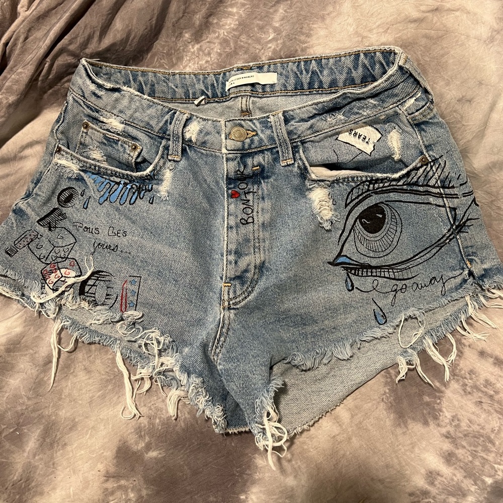 Zara Graphic Jean Shorts